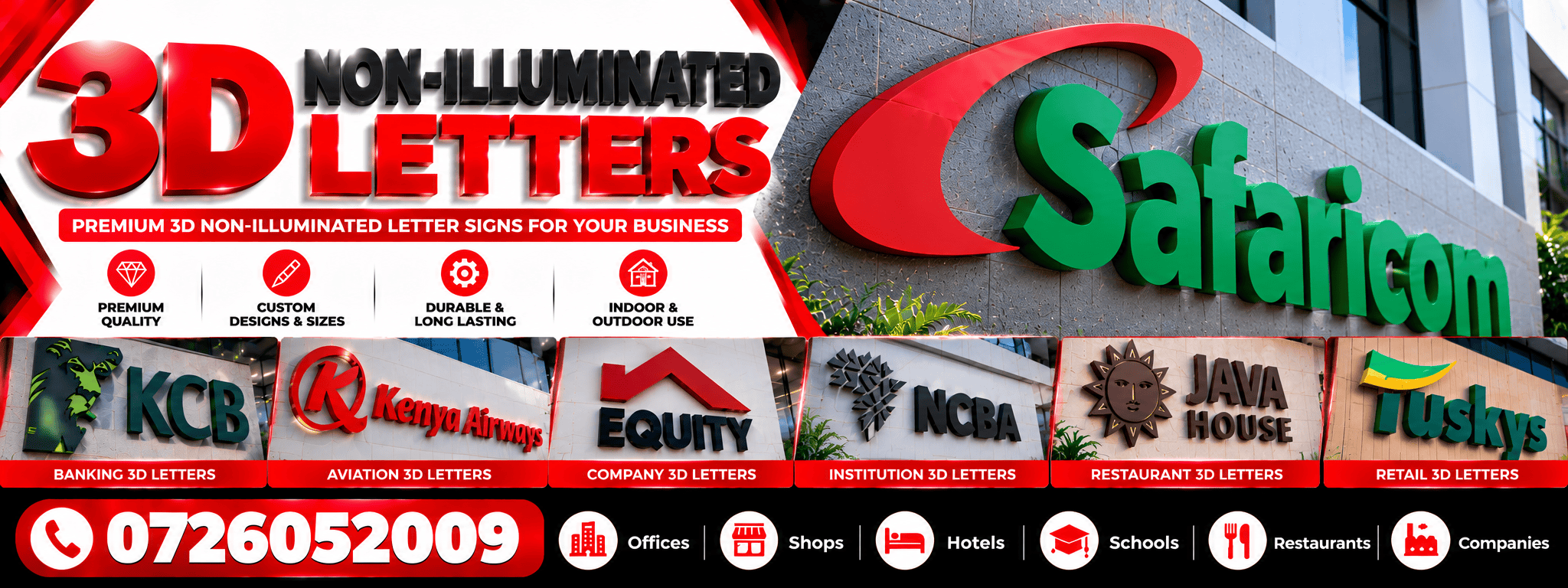 3D Non-Illuminated Letters 3D Non-Illuminated Letters